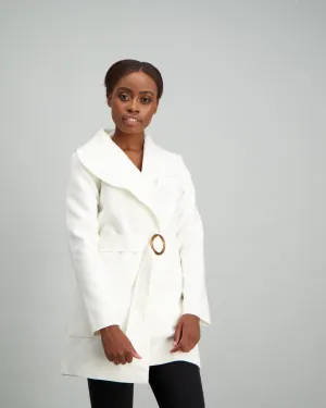 Ladies Belted Unlined Jacket - Milk