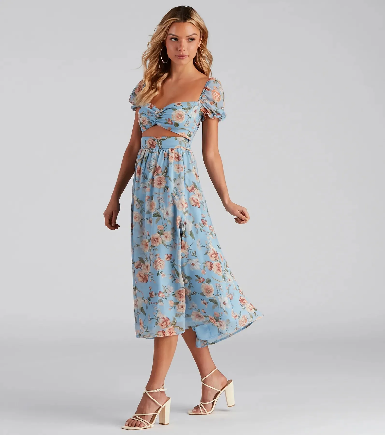 Life's A Breeze Floral Cutout Midi Dress