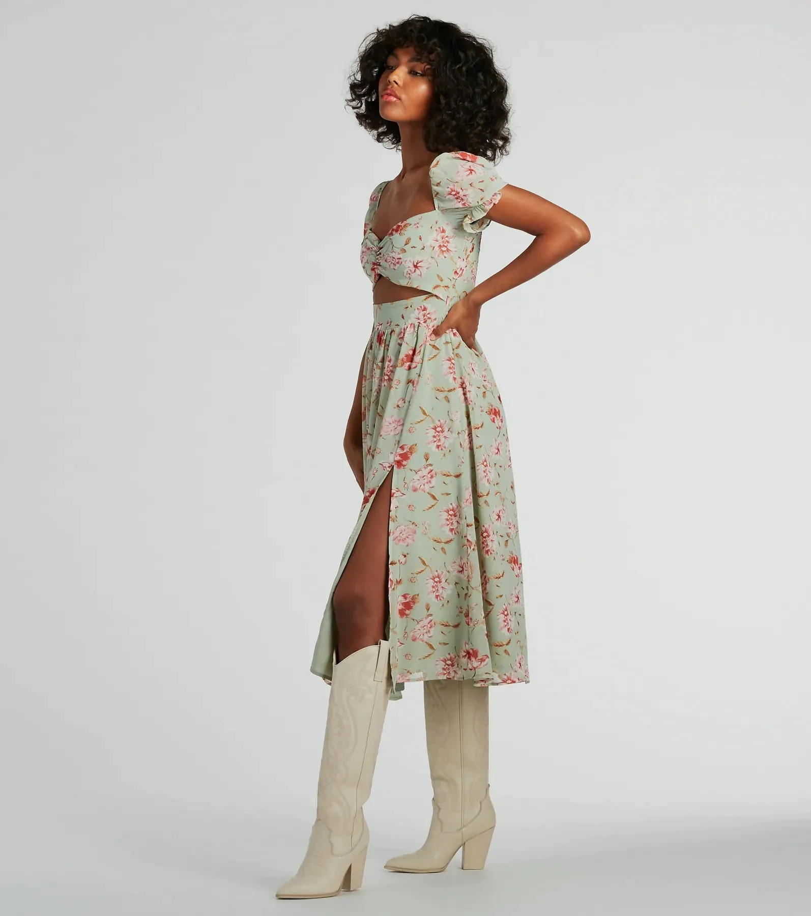 Life's A Breeze Floral Cutout Midi Dress