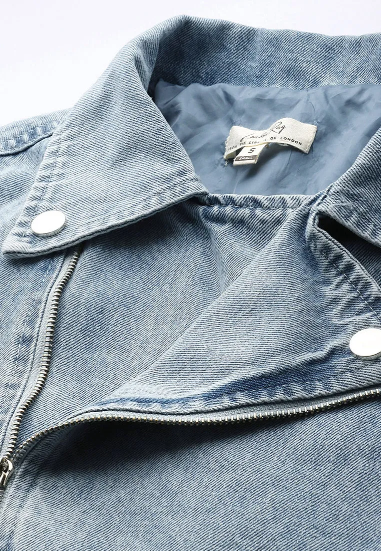 Light Wash Biker Jacket By RUW