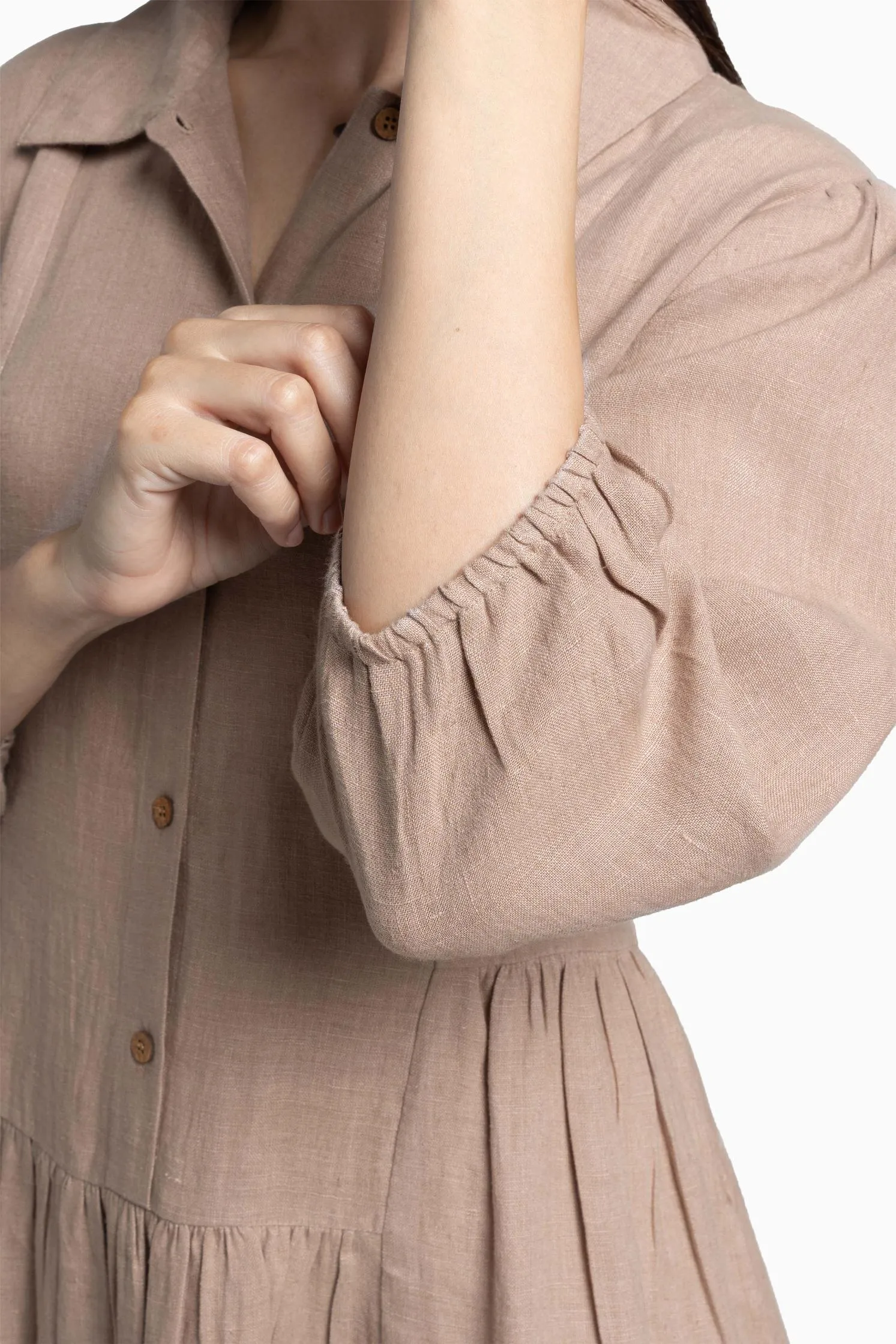 Linen Magnolia Dress-Misty Lilac