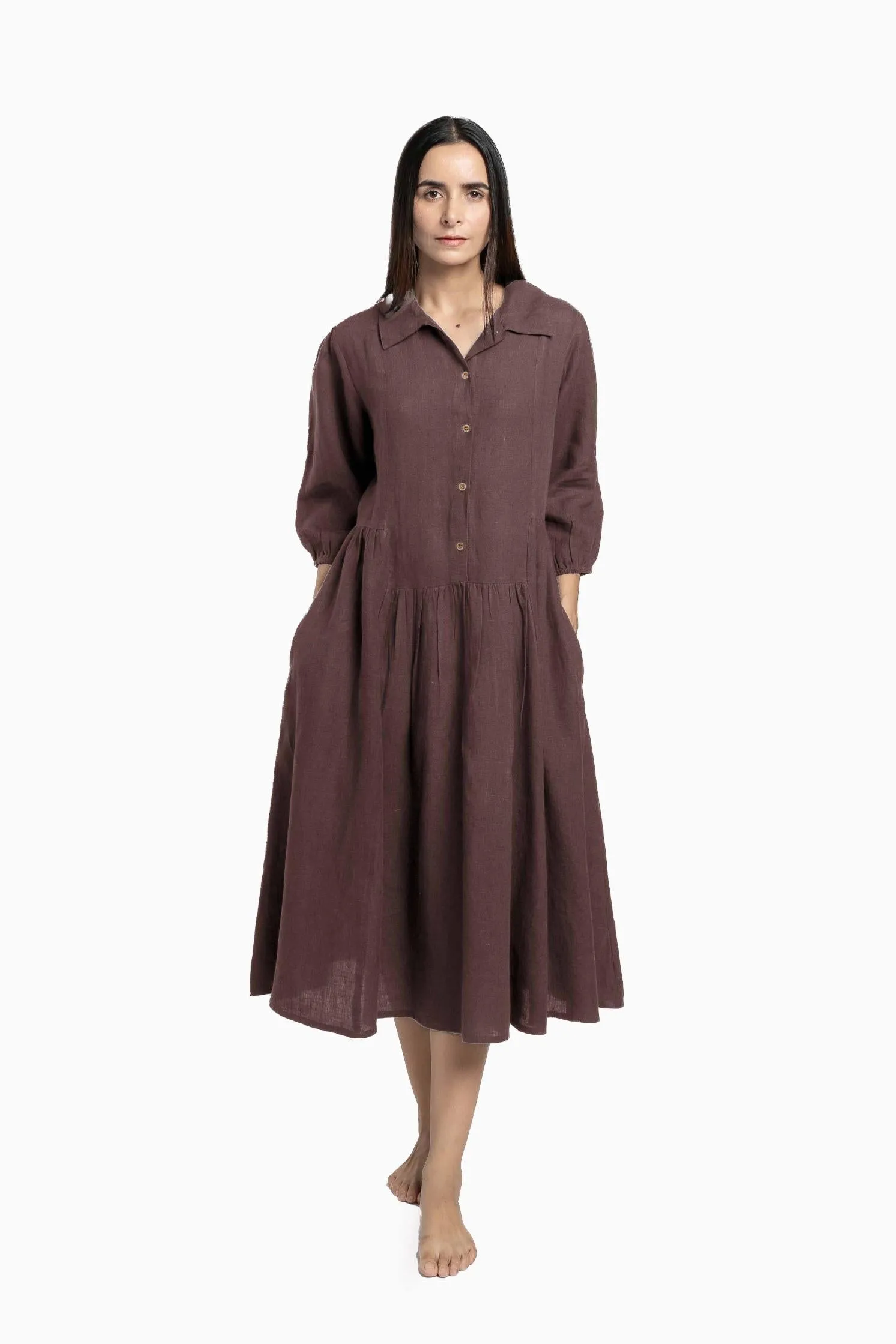 Linen Magnolia Dress-Misty Lilac