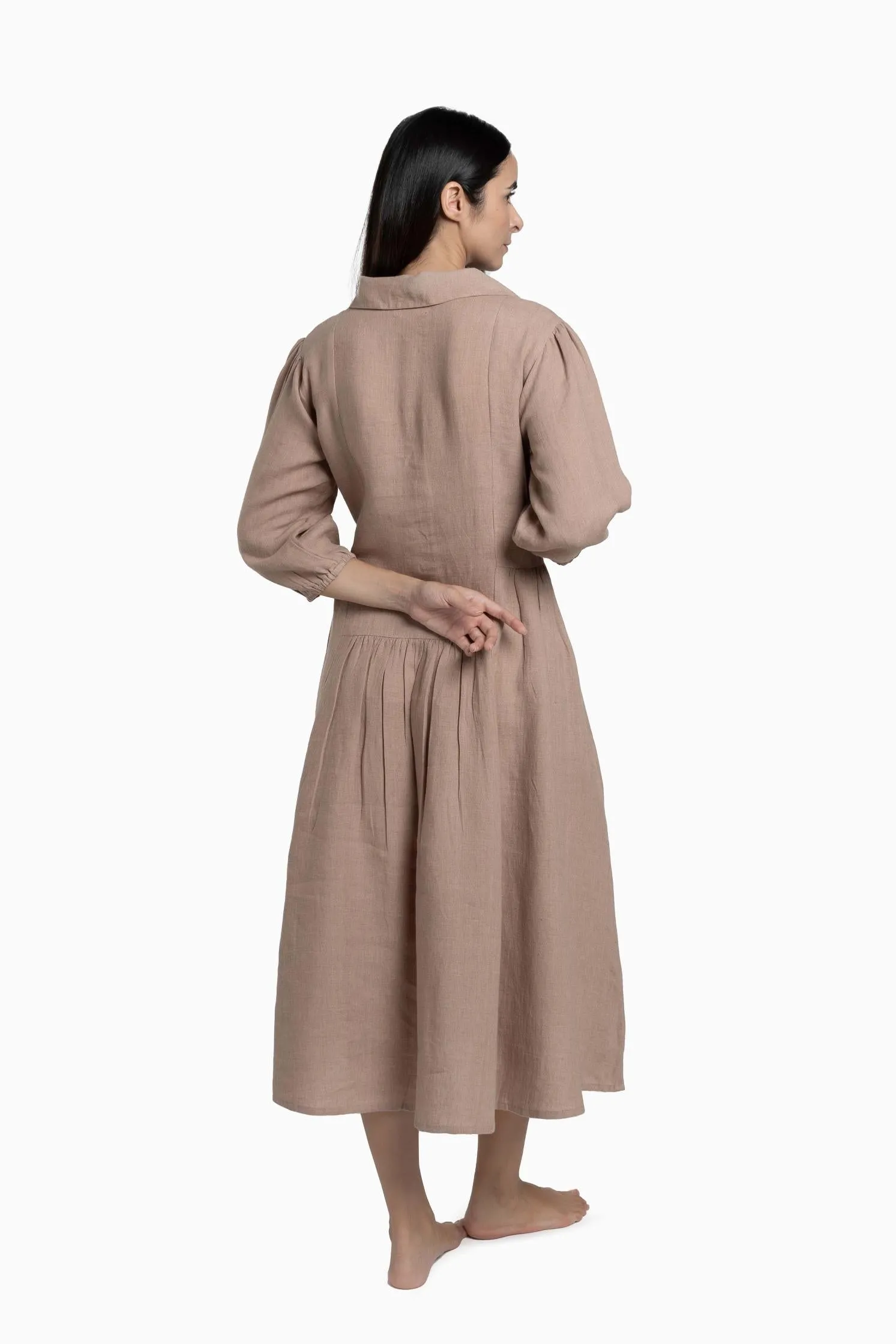 Linen Magnolia Dress-Misty Lilac