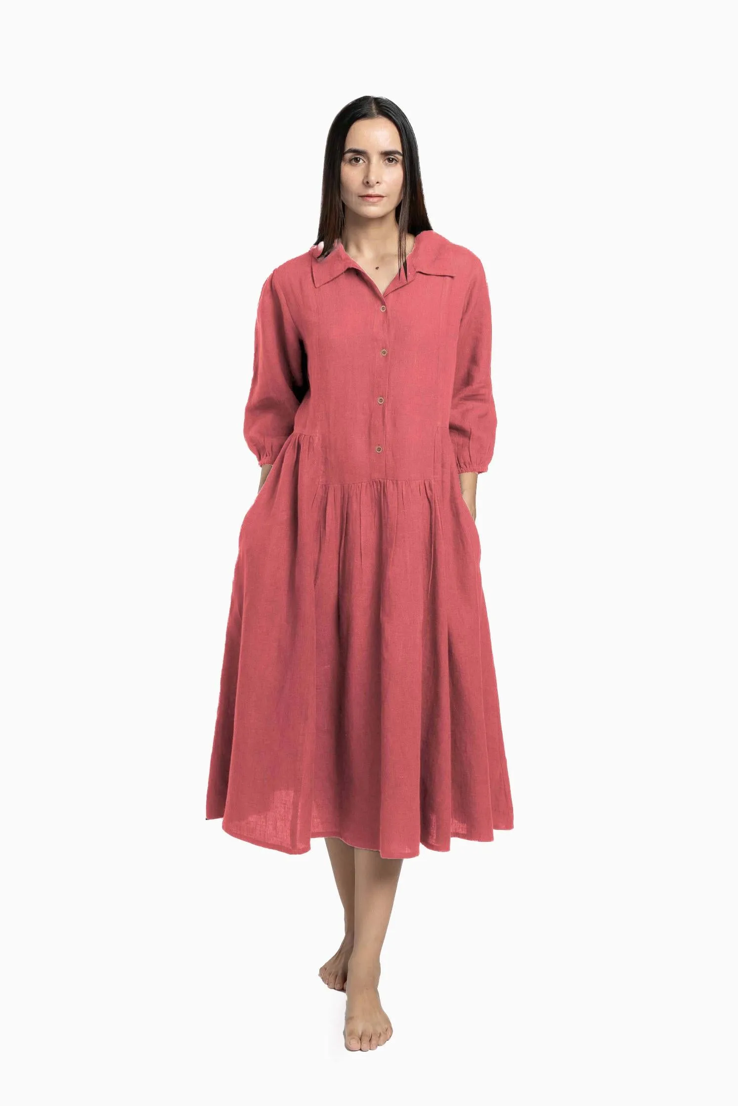 Linen Magnolia Dress-Misty Lilac
