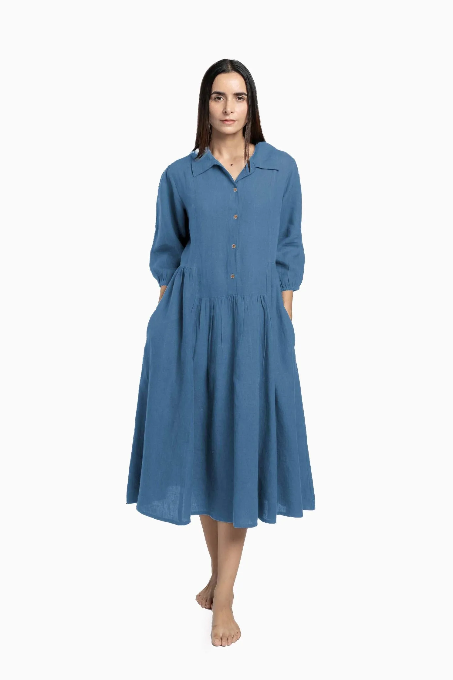 Linen Magnolia Dress-Misty Lilac