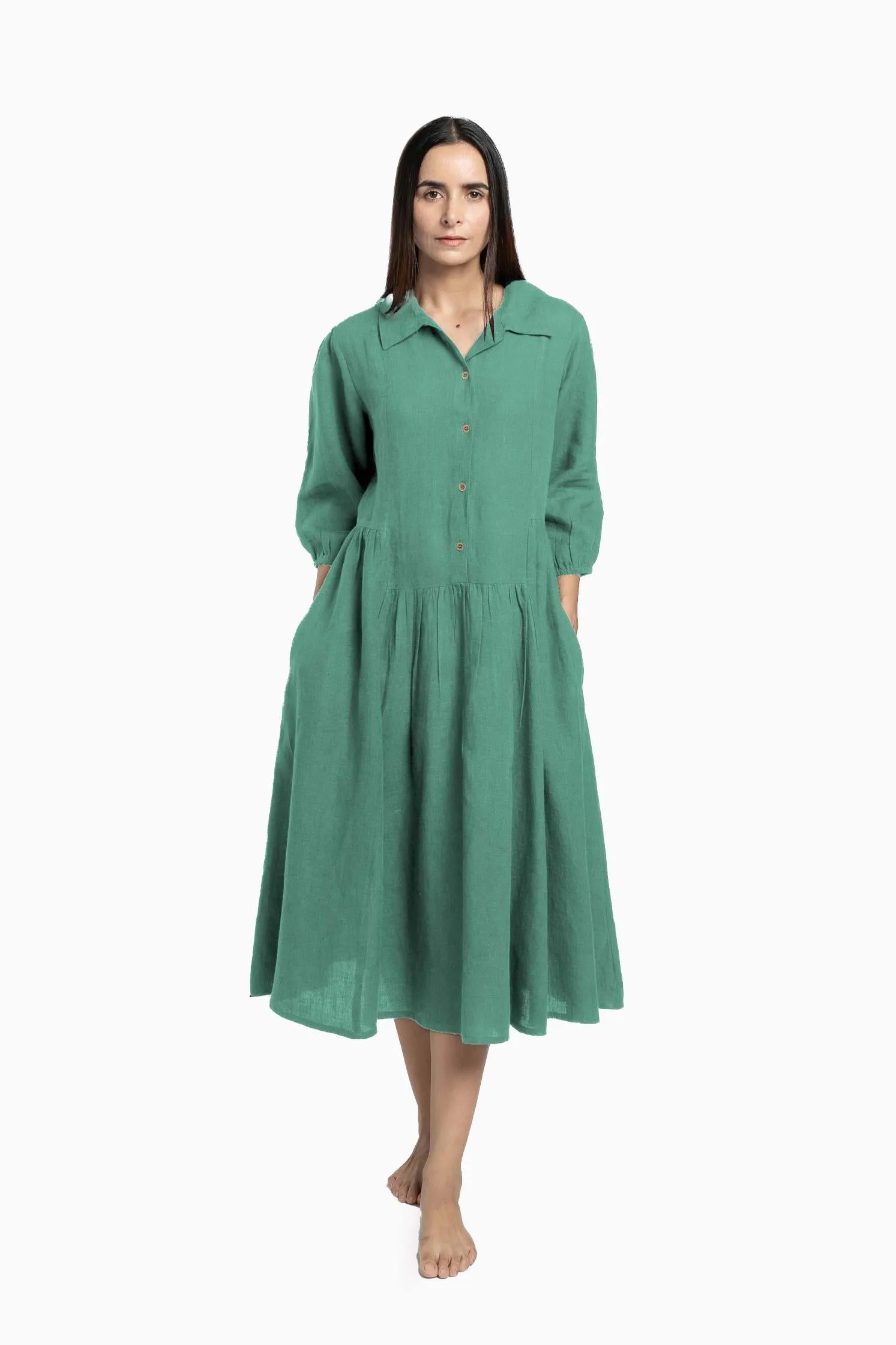 Linen Magnolia Dress-Misty Lilac