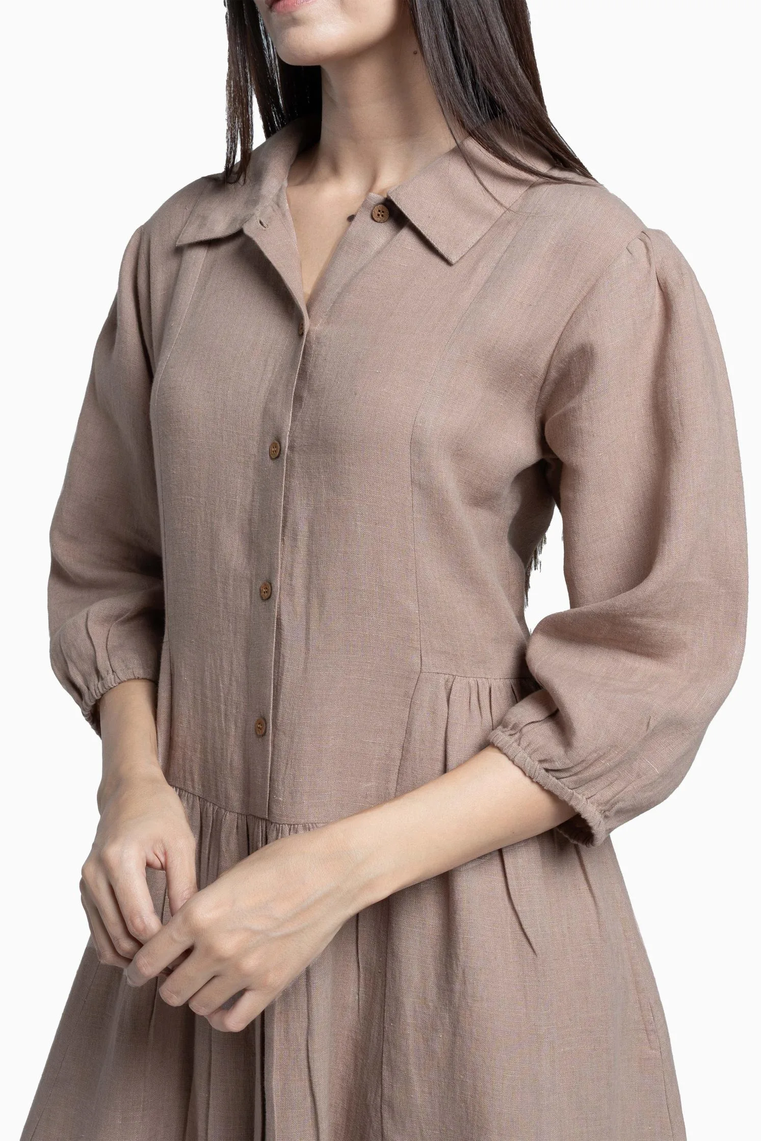 Linen Magnolia Dress-Misty Lilac