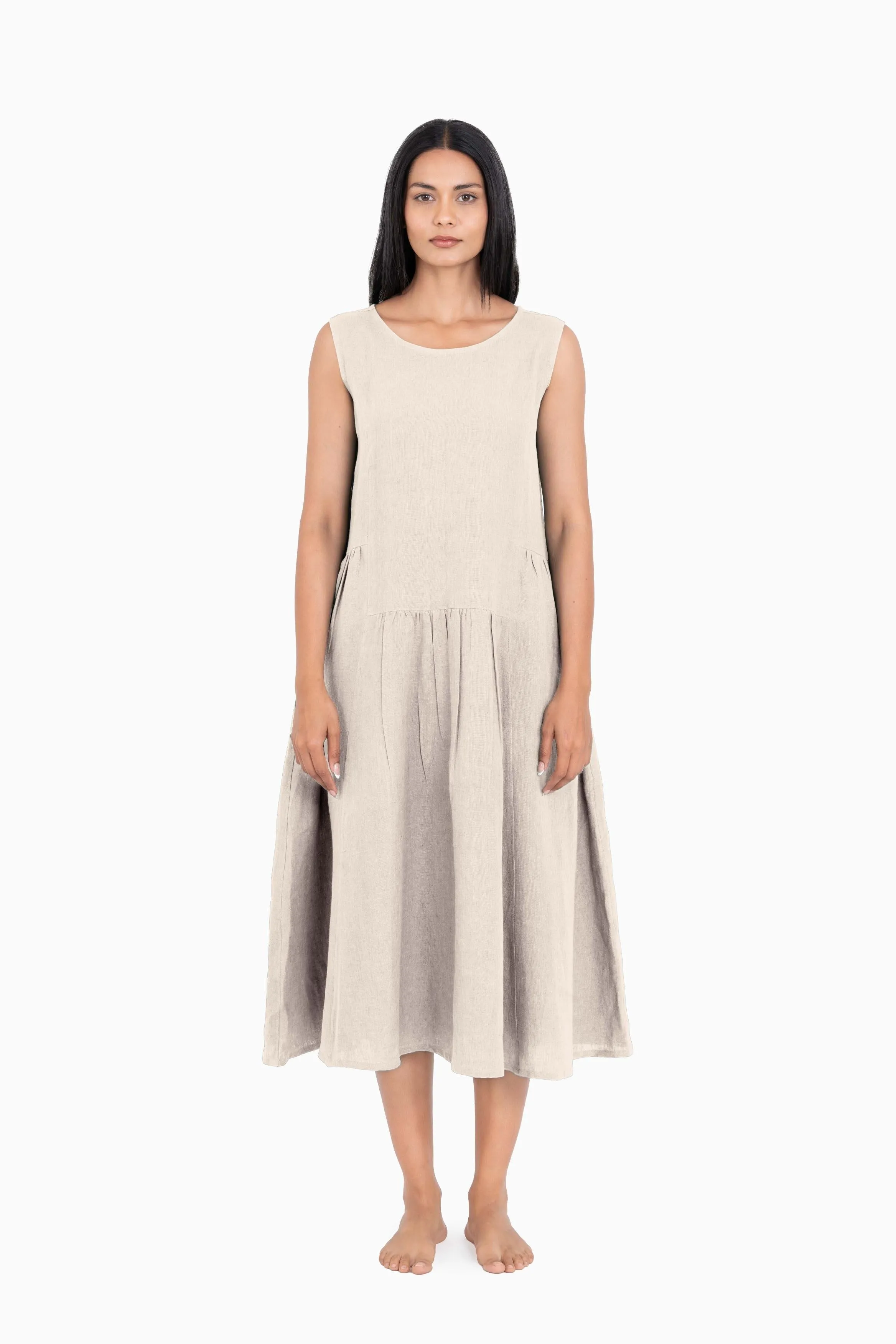 Linen Penelope Dress-Pacific Blue