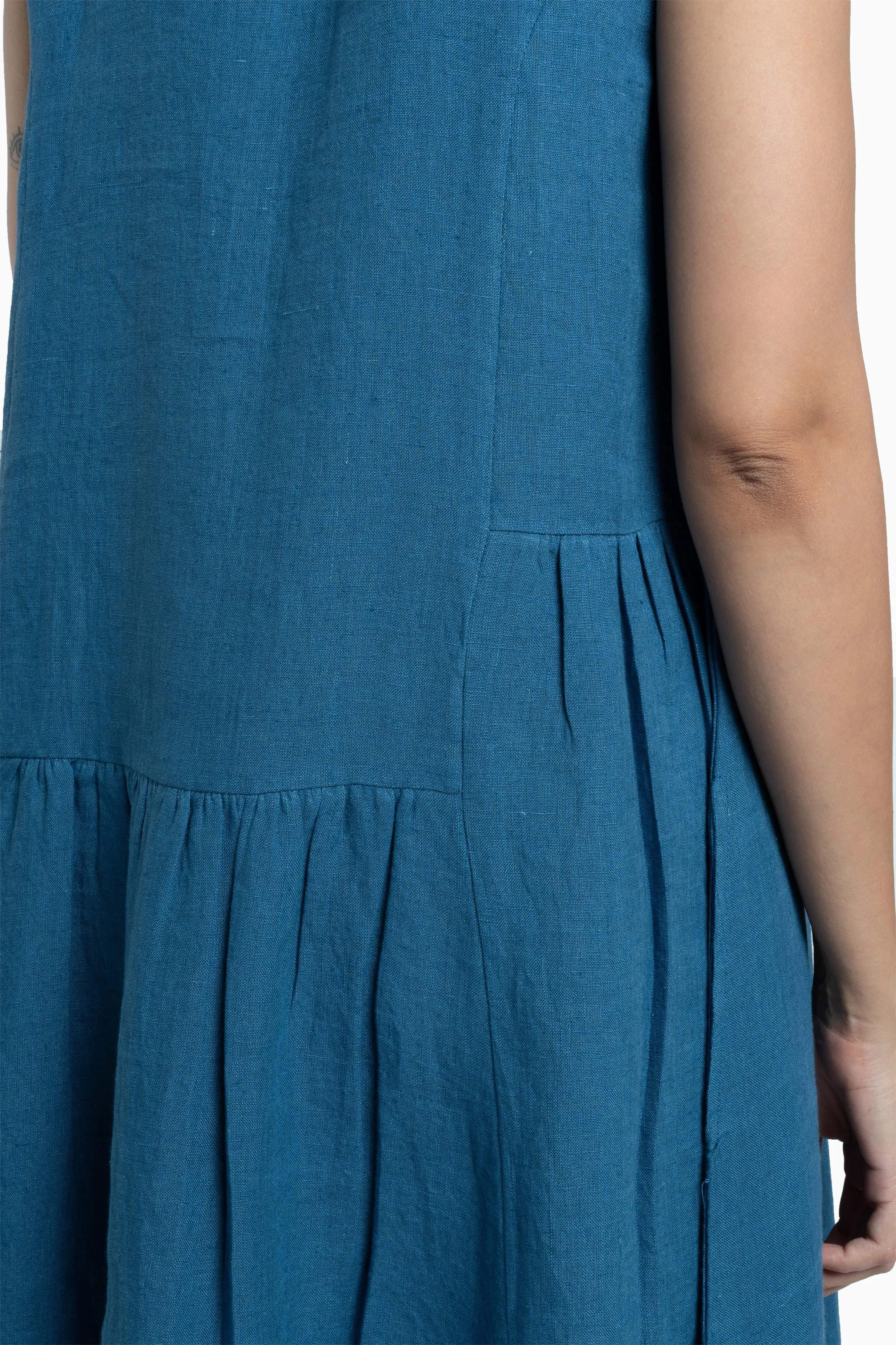 Linen Penelope Dress-Pacific Blue