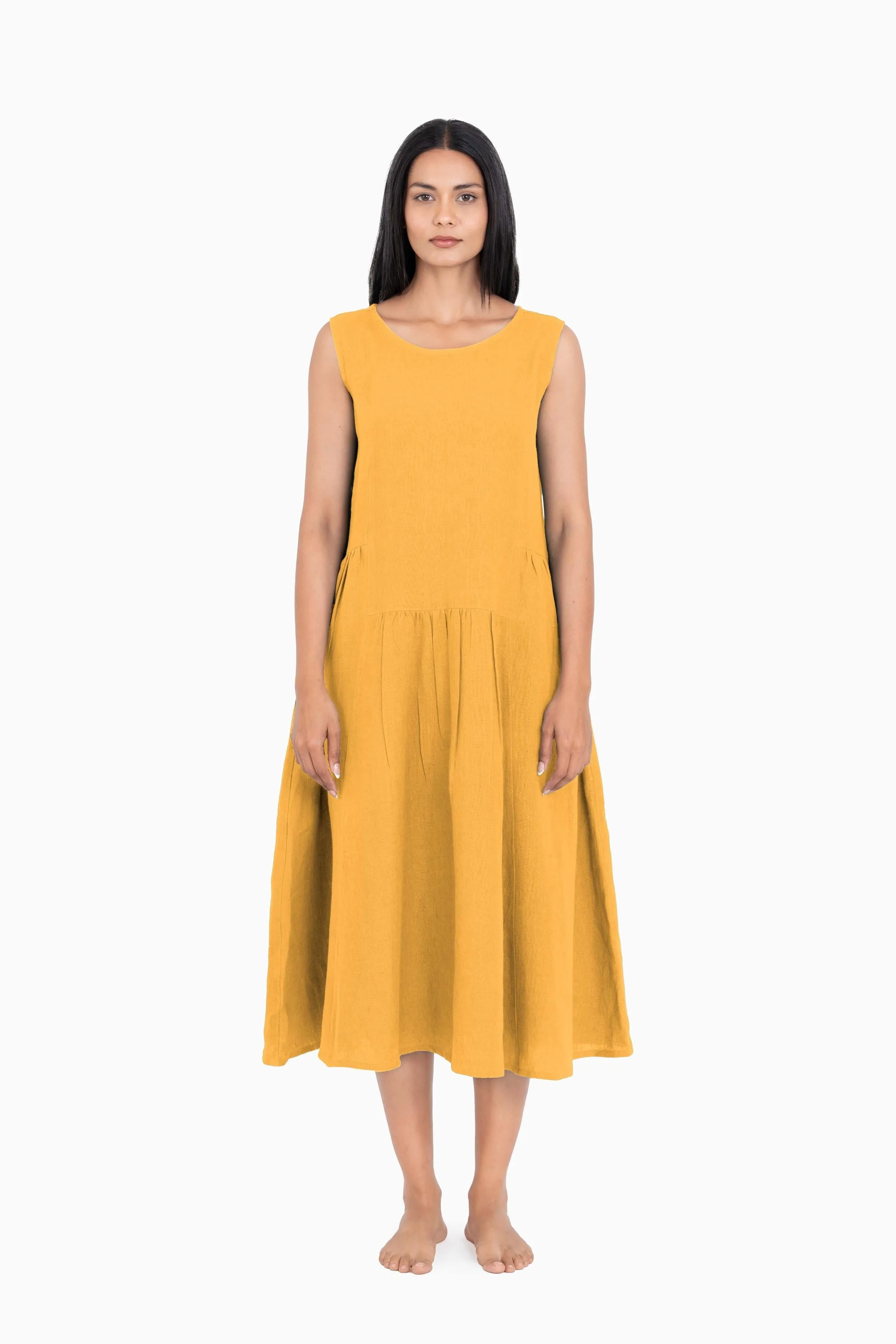 Linen Penelope Dress-Pacific Blue