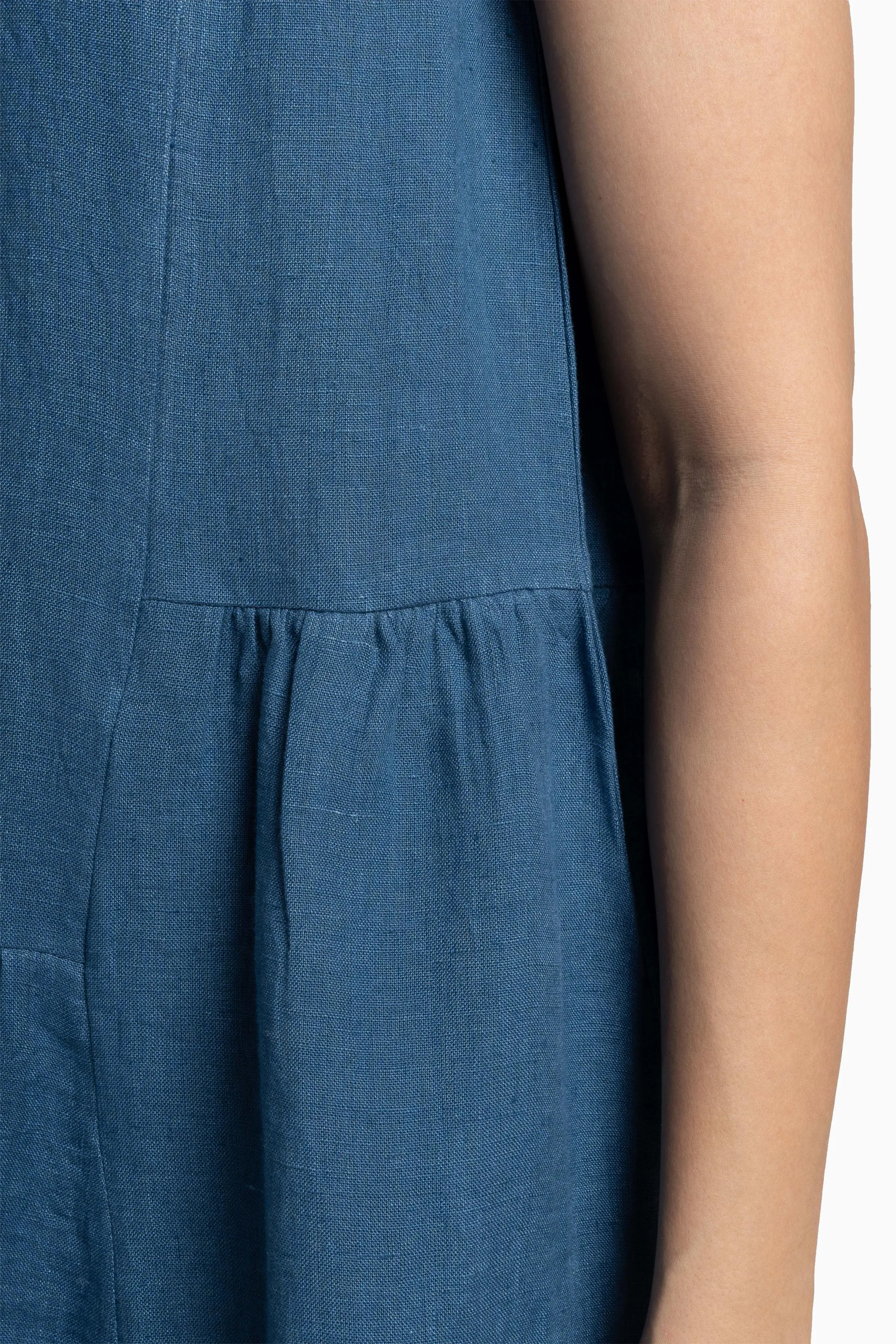 Linen Penelope Dress-Pacific Blue