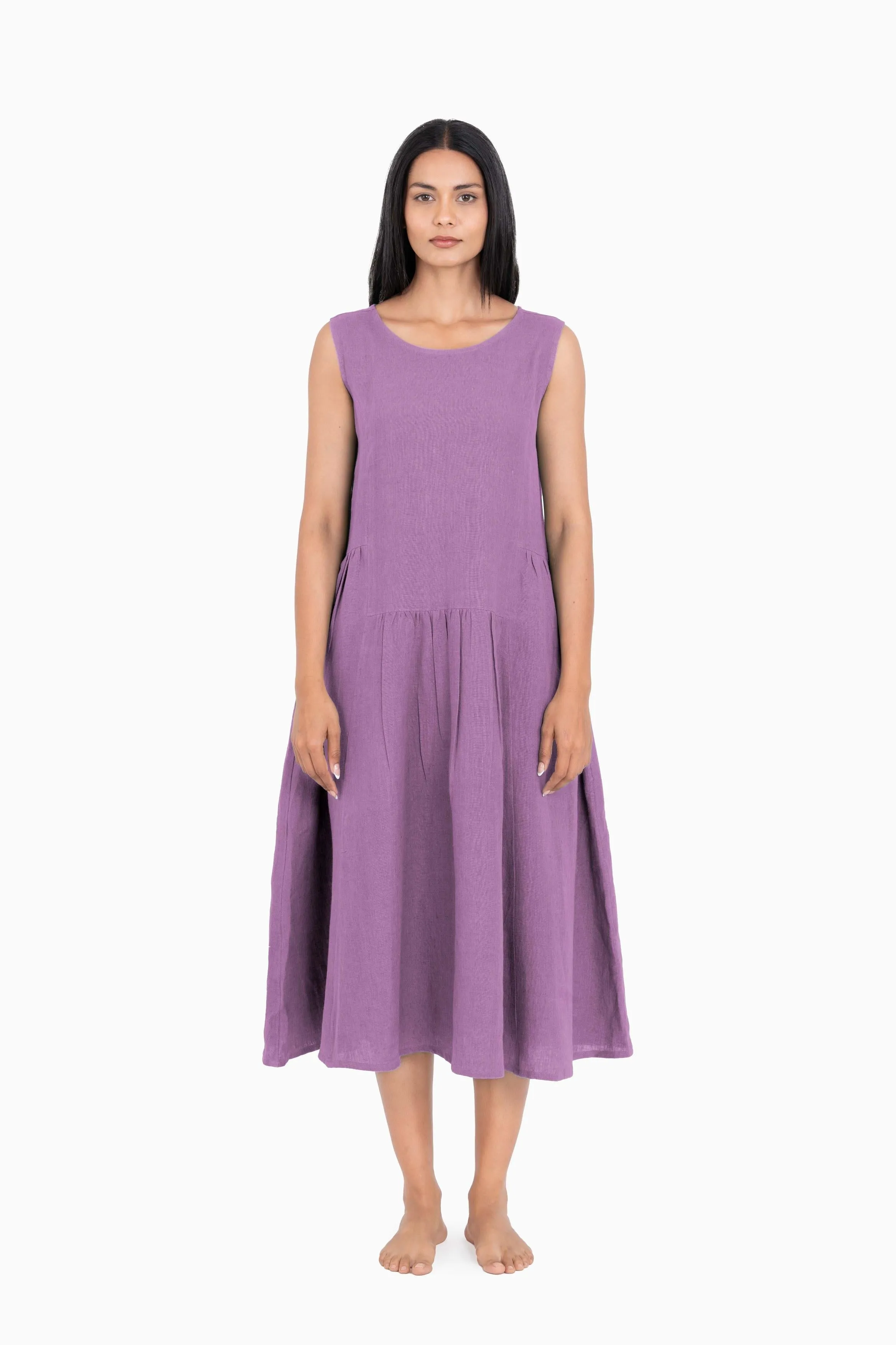 Linen Penelope Dress-Pacific Blue