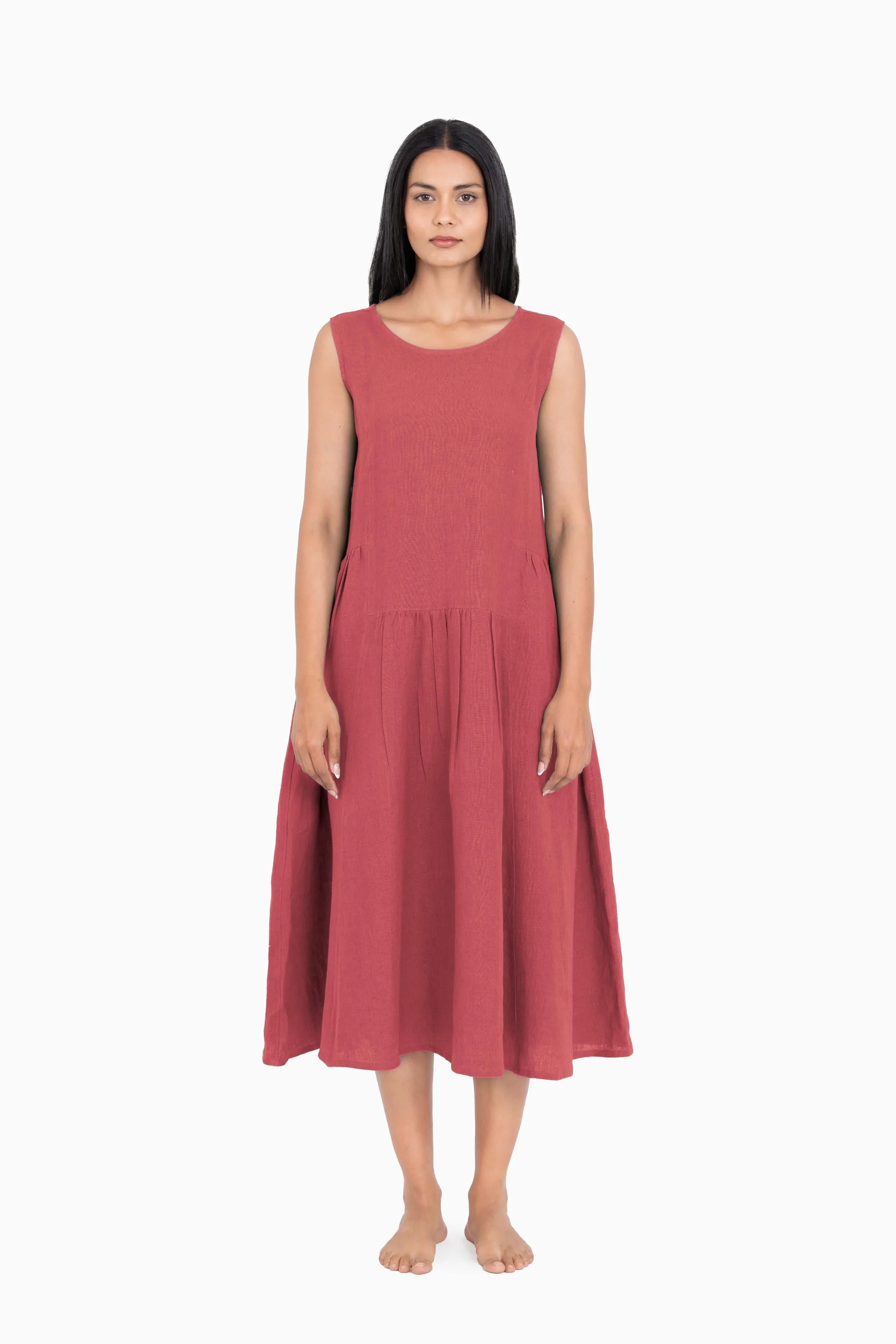 Linen Penelope Dress-Pacific Blue