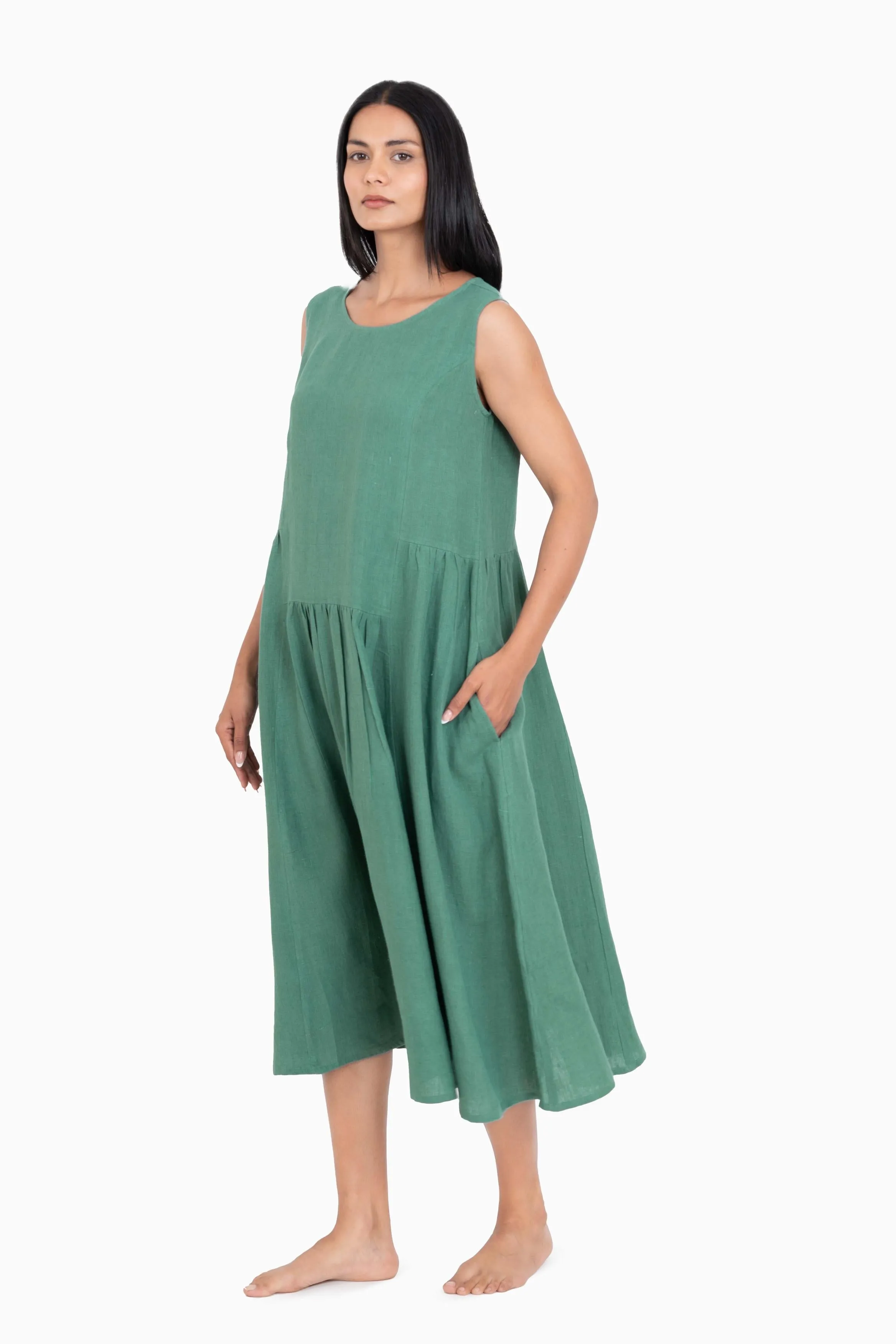 Linen Penelope Dress-Sunburnt Yellow