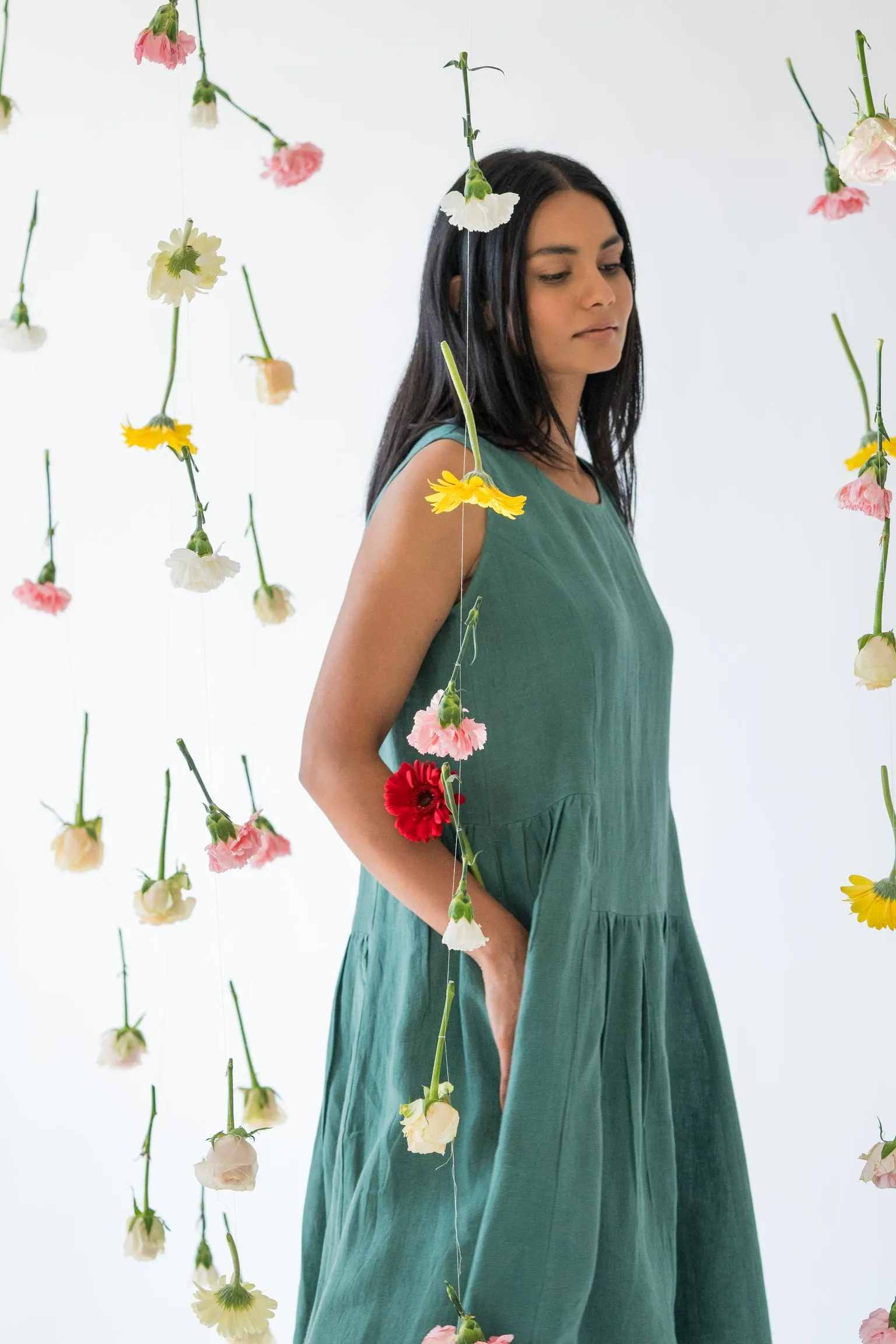 Linen Penelope Dress-Sunburnt Yellow
