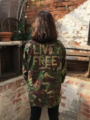 'Live Free' Green Camo Jacket