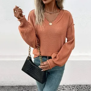 Long-sleeved Solid Color European and American Sweater
