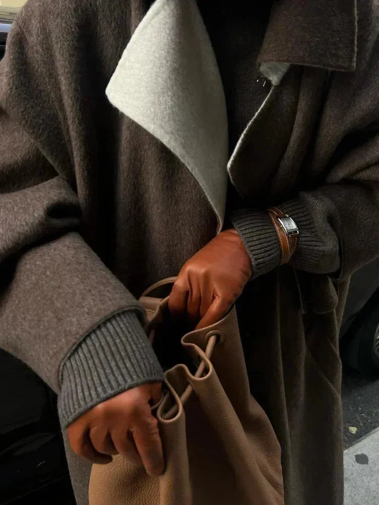 Long wool coat - oversized - wool trench coat