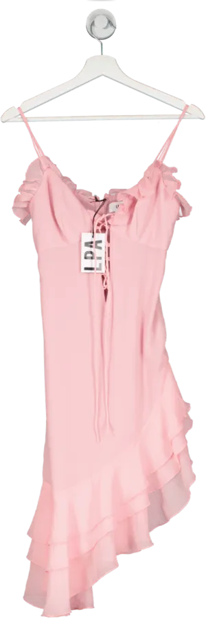 LPA Pink Asymmetric Ruffle Dress UK XS