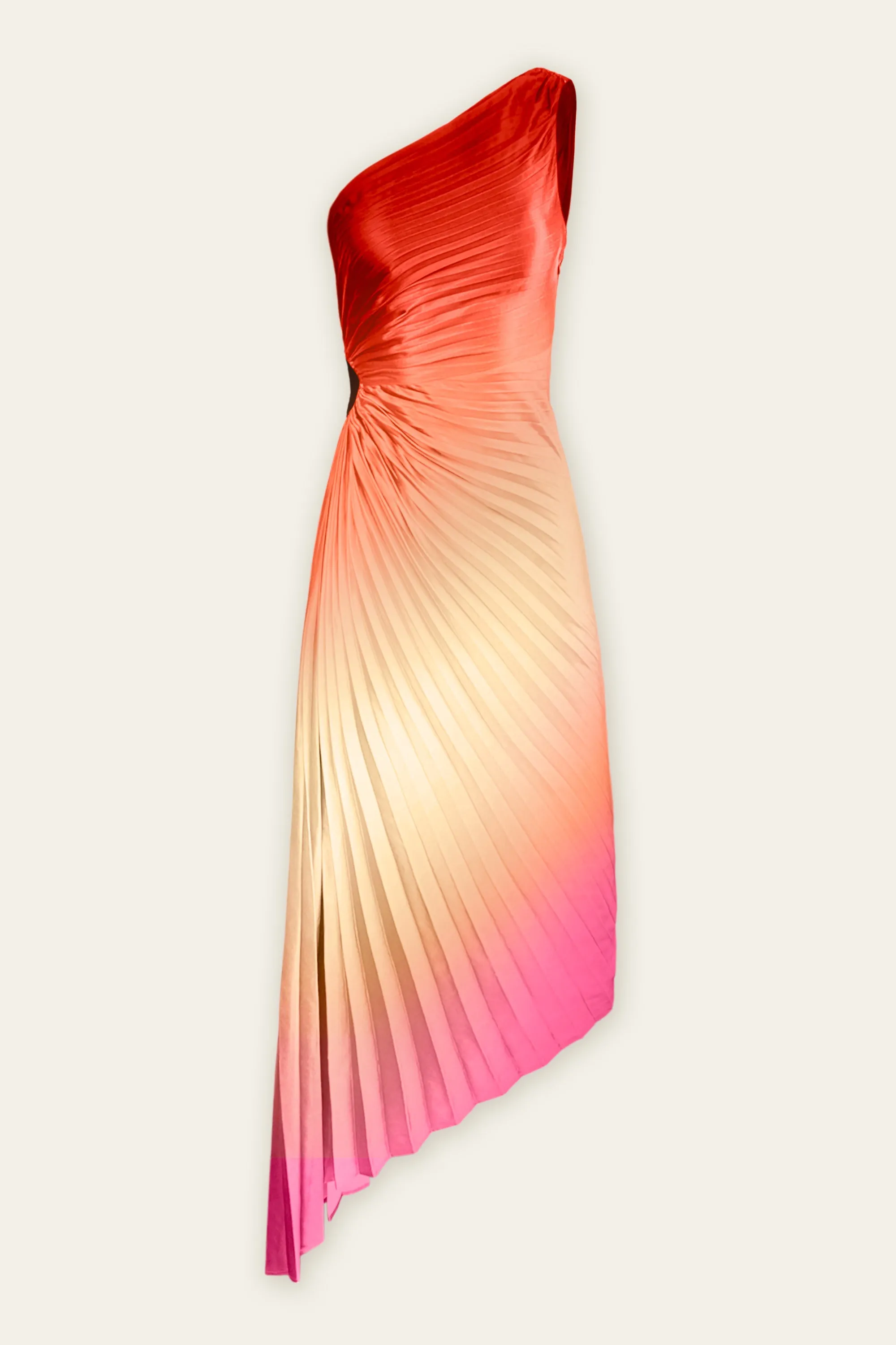 Lucia Ombre Asymmetrical Pleated Maxi Dress