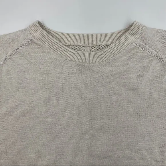 Lululemon RARE Bhakti Life Sweater RETIRED Ecru Open Knit Crew Neck Top L/XL