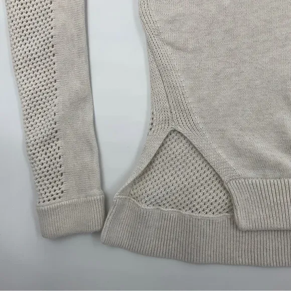 Lululemon RARE Bhakti Life Sweater RETIRED Ecru Open Knit Crew Neck Top L/XL