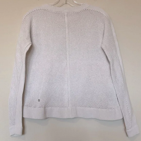 Lululemon RARE Bhakti Life Sweater RETIRED Ecru Open Knit Crew Neck Top L/XL
