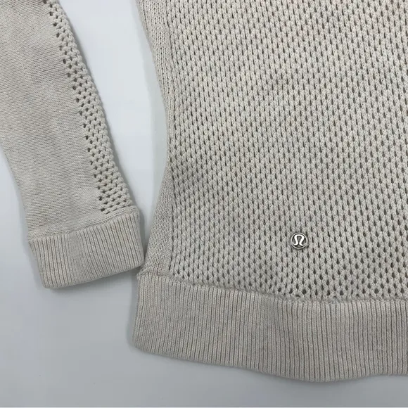 Lululemon RARE Bhakti Life Sweater RETIRED Ecru Open Knit Crew Neck Top L/XL