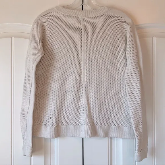 Lululemon RARE Bhakti Life Sweater RETIRED Ecru Open Knit Crew Neck Top L/XL