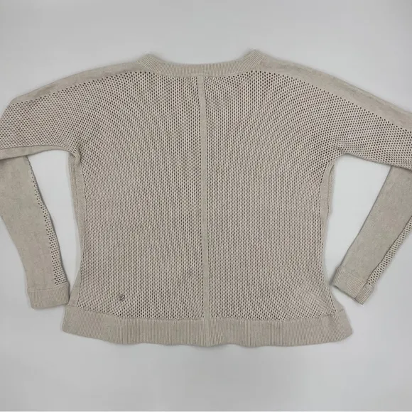 Lululemon RARE Bhakti Life Sweater RETIRED Ecru Open Knit Crew Neck Top L/XL
