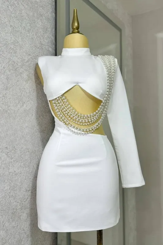 Luminous Pearl Cutout Bodycon Dress