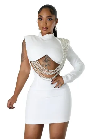 Luminous Pearl Cutout Bodycon Dress