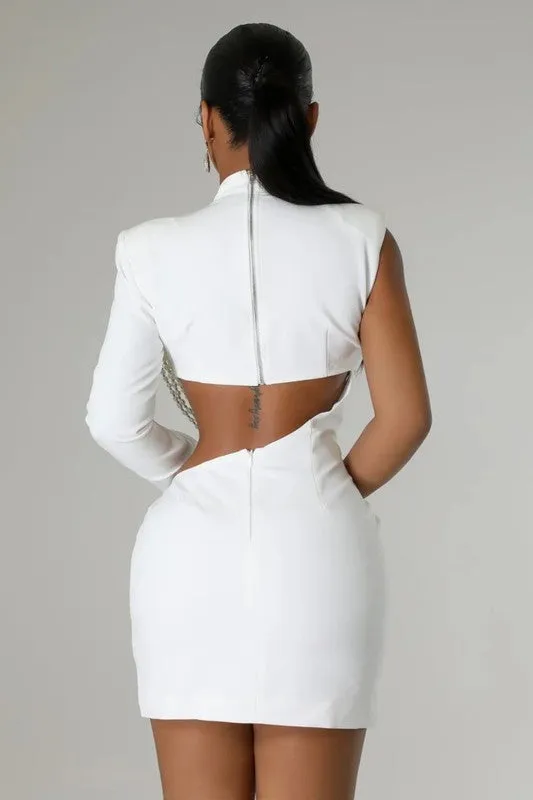 Luminous Pearl Cutout Bodycon Dress