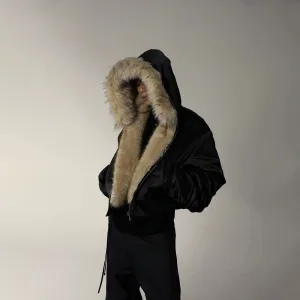 Luxurious Fur-Collared Hooded Jacket