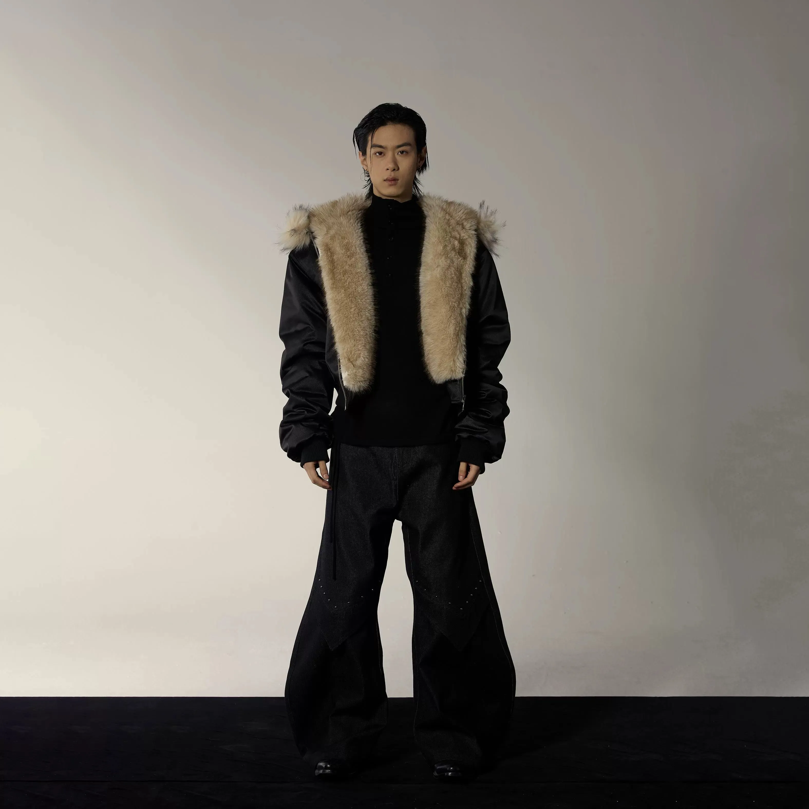 Luxurious Fur-Collared Hooded Jacket