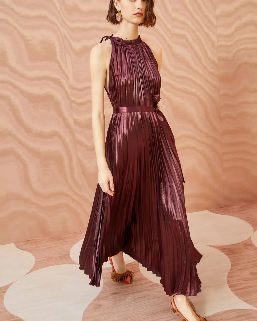 Mahogany Pleated Amiko Dress