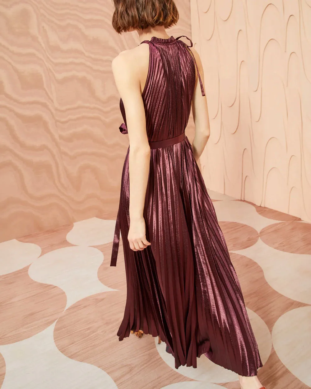 Mahogany Pleated Amiko Dress