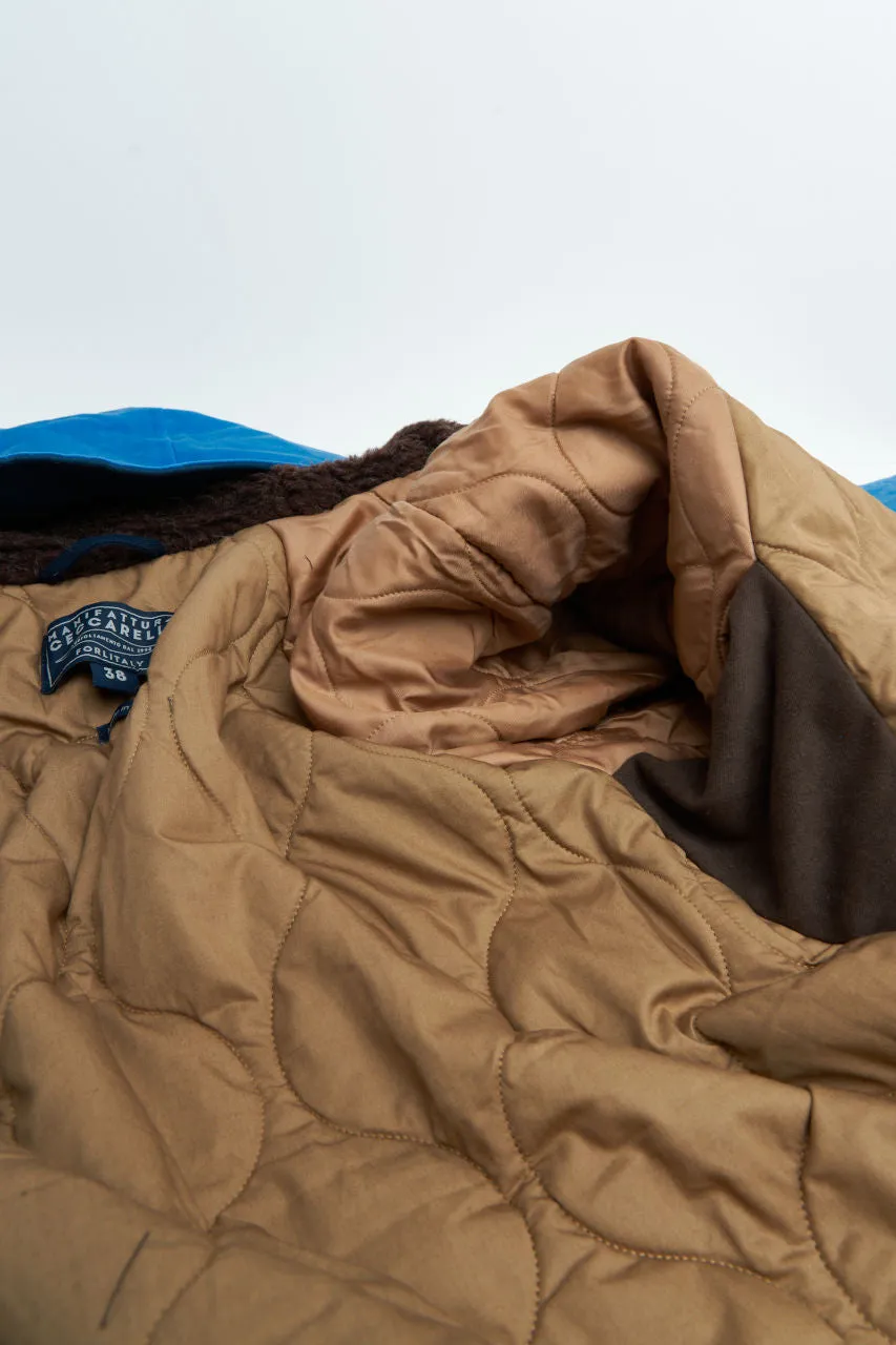 Manifattura Ceccarelli Waxed Mountain Parka Wool Padded Mid Blue