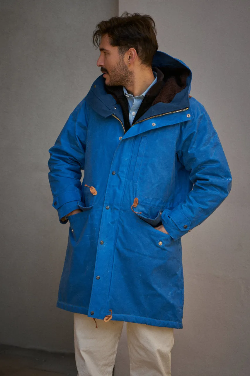 Manifattura Ceccarelli Waxed Mountain Parka Wool Padded Mid Blue