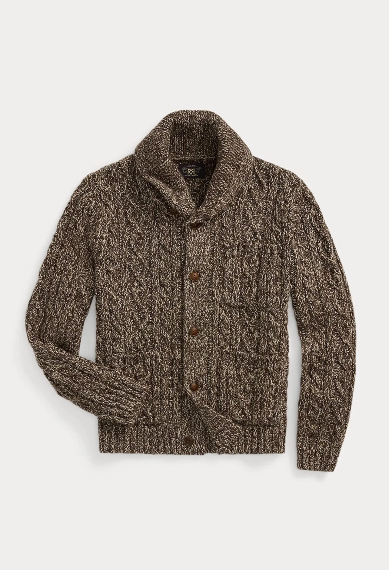 Marled Aran-Knit Shawl Cardigan