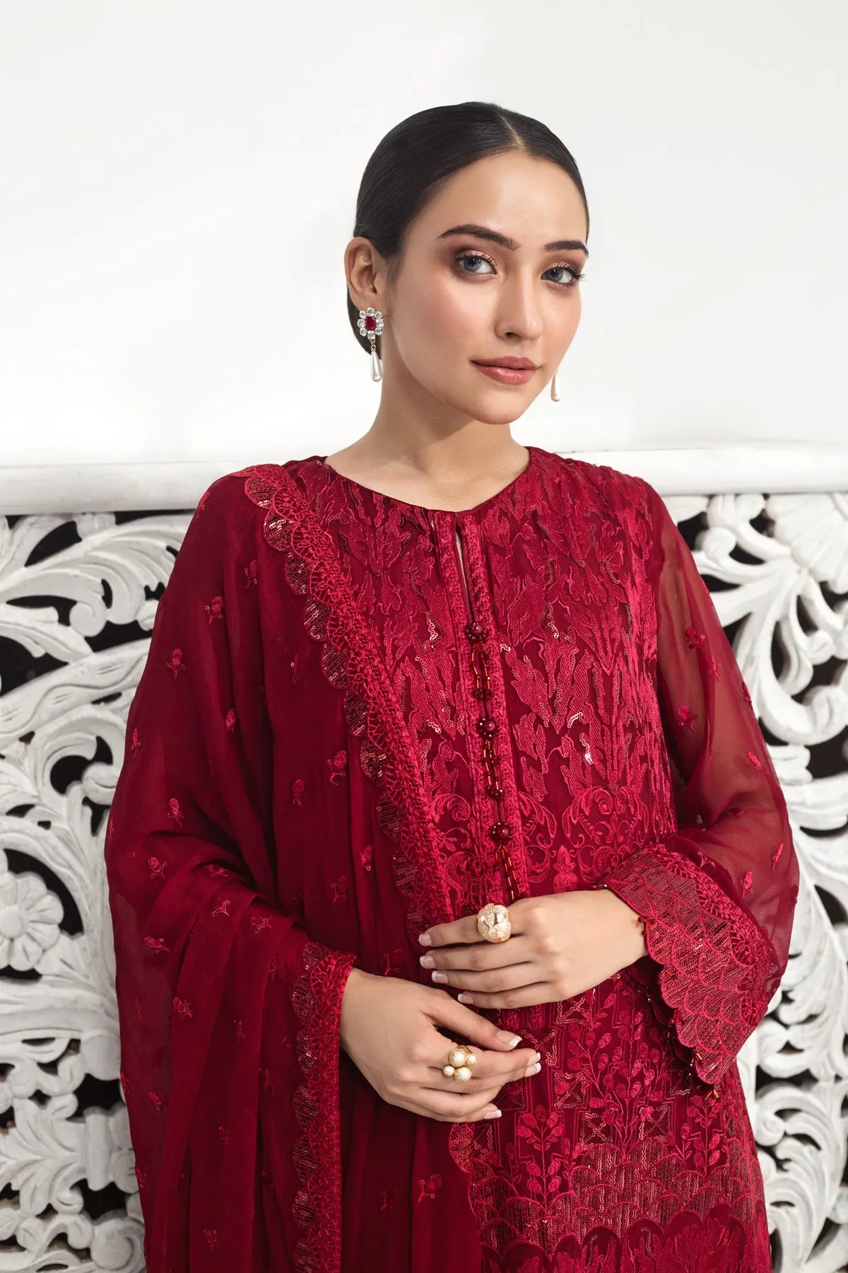 Maroon Pakistani Embroidered Salwar Kameez Dupatta Salwar Suit