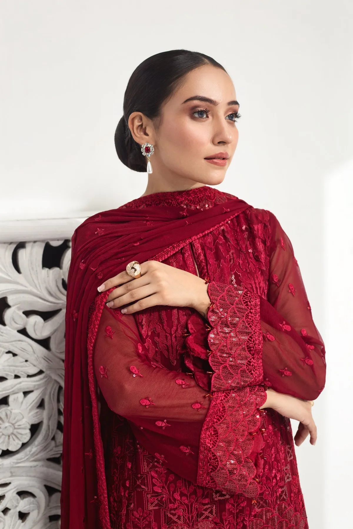 Maroon Pakistani Embroidered Salwar Kameez Dupatta Salwar Suit
