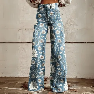 Mason | Floral Flared Jeans for Women – High Waist Wide Leg
