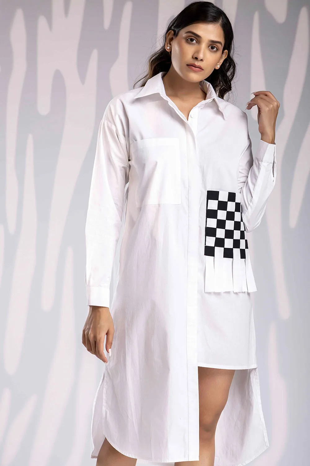 Matted Asymmetric Shirt - White
