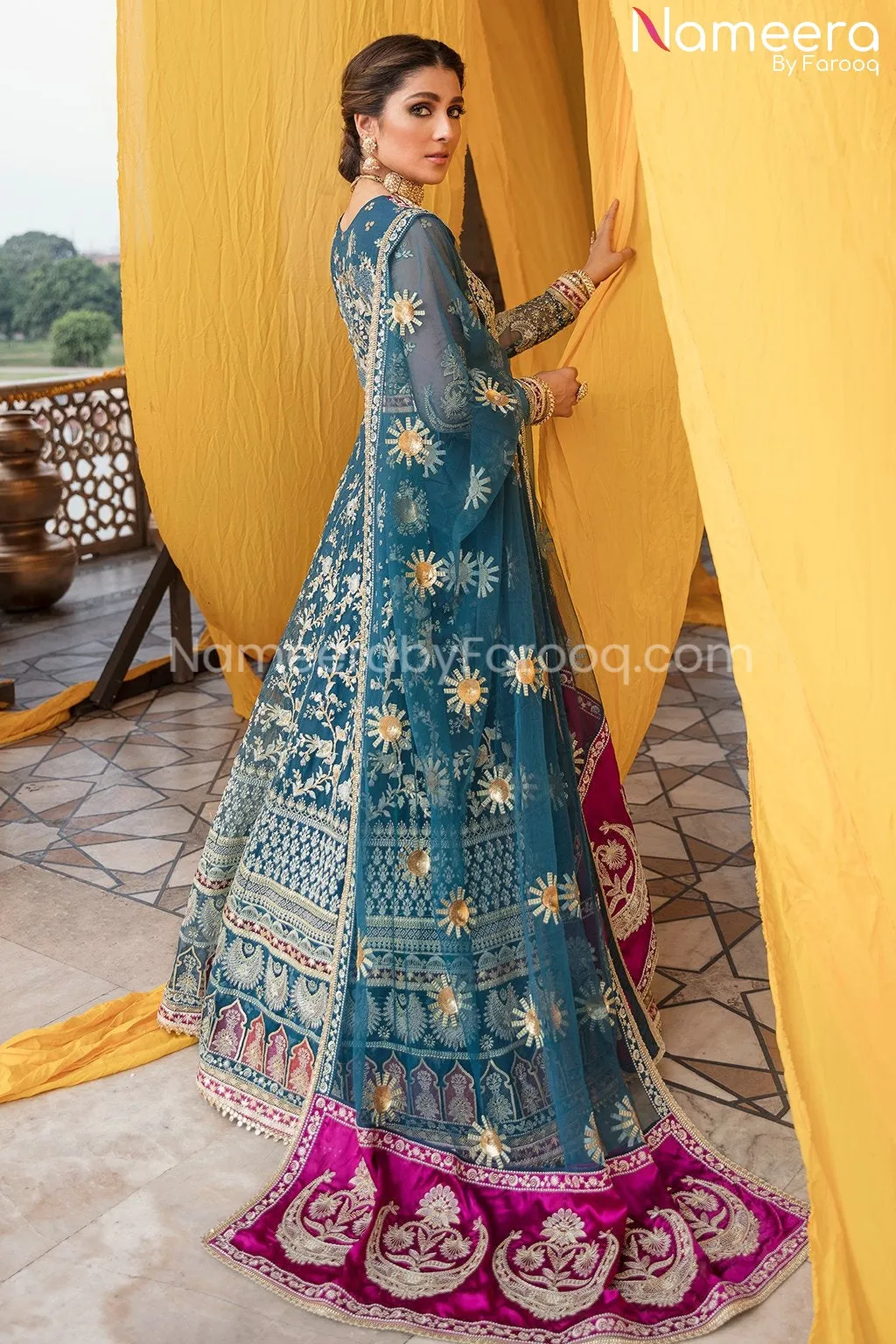 Maxi Dress Pakistani by Designer in Tea Shade #PF207