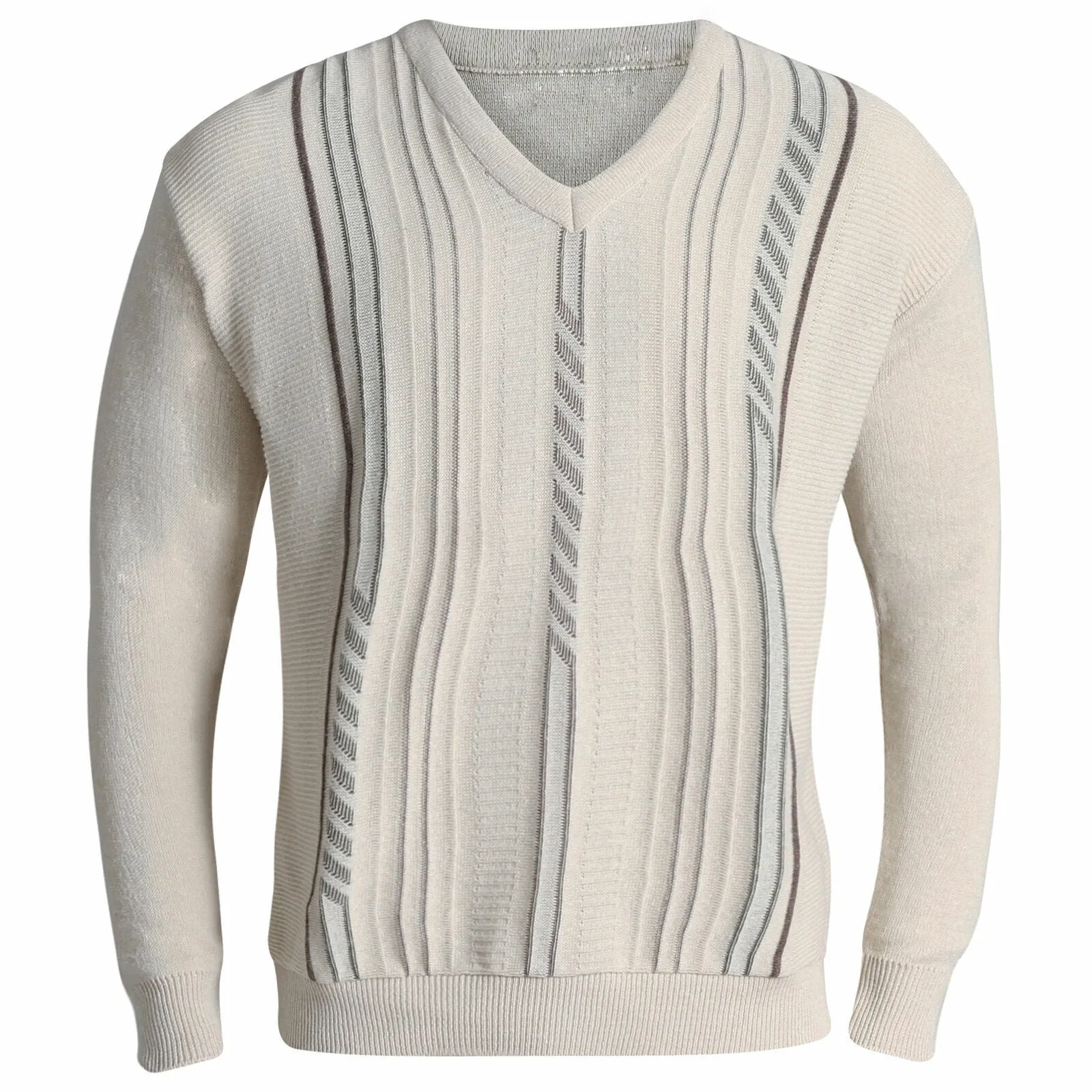 MENS JUMPERS V NECK CLASSIC CASUAL KNITTED STRIPED PULLOVER WITNER SWEATERS TOPS