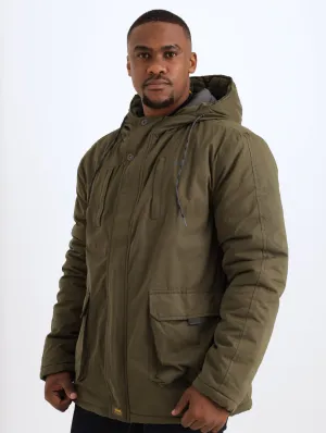 Men's Outdoor Hooded Padded Jacket - Fatigue