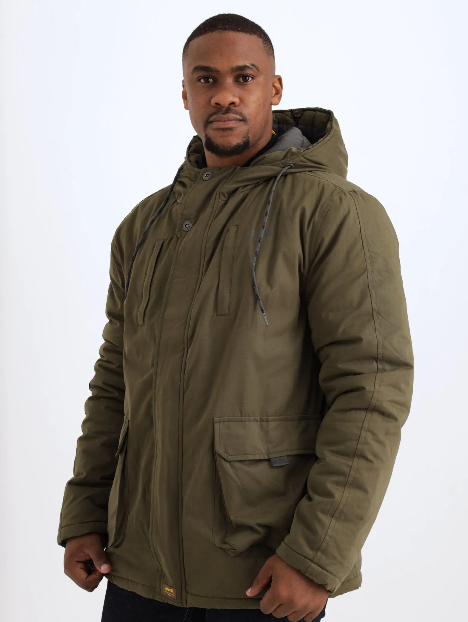 Men's Outdoor Hooded Padded Jacket - Fatigue