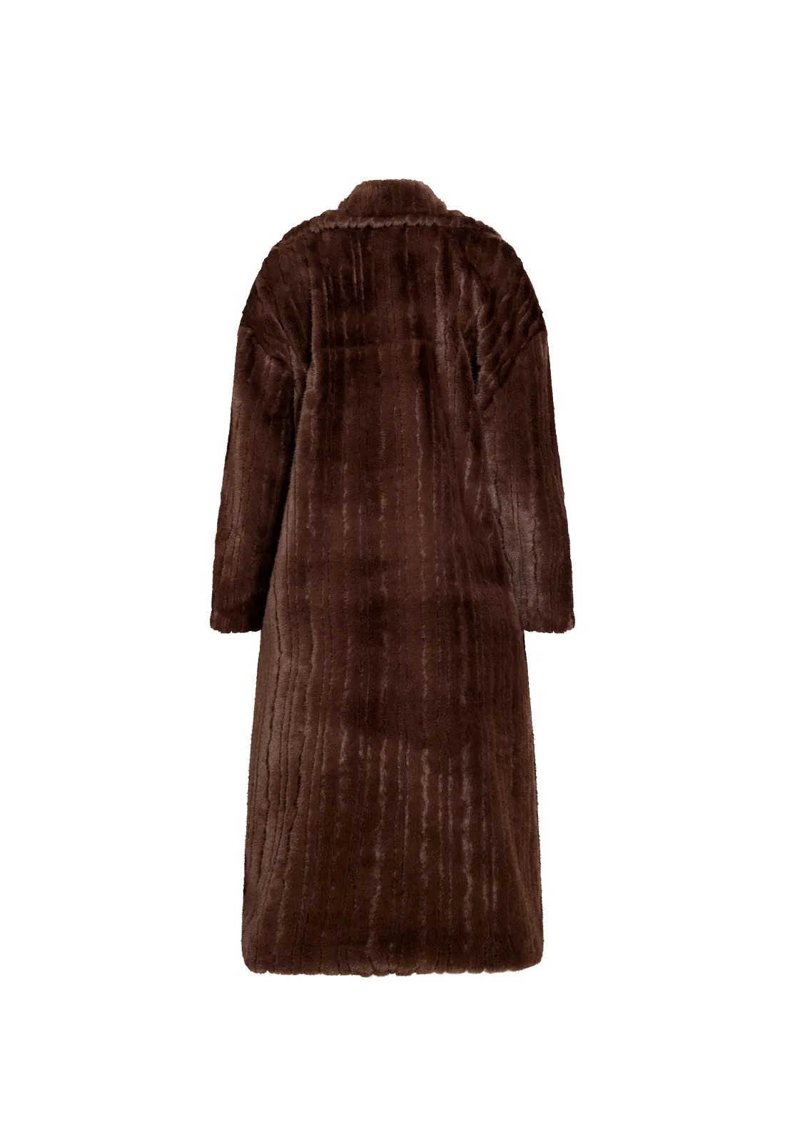 MOSS FAUX FUR COAT - CHOCOLATE
