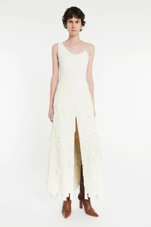 Multi Rectangle Maxi Dress With Front And Back Slits Ivory